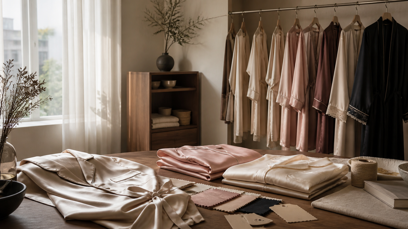 Belle Nuit atelier and satin fabric details